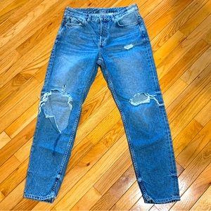 H&M &Denim Low Waist Distressed Boyfriend Jeans